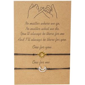 Bixorp Friends Vriendschapsarmbandjes voor 2 met Goudkleurige Zon & Zilverkleurige Maan - BFF ArmbandMeisjes - Best Friends Armband Vriendschap Cadeau voor Twee
