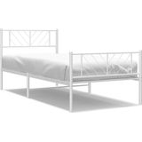 vidaXL - Bedframe - met - hoofd- - en - voeteneinde - metaal - wit - 75x190 - cm