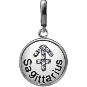 Quiges - Aanschuif Charm Bedel RVS Zilverkleurig Horoscoop Boogschutter voor Leren Armbanden - EHCR069