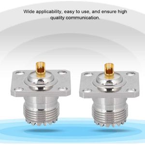 2 Stuks UHF Vrouwelijke SO239 Jack 4 Gaten Panel Chassis Mount Flens Soldeerbeker Connector RF Coaxiale Adapter voor PL259 Stekker