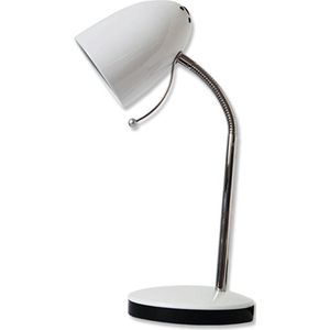 LED Bureaulamp - Igia Wony - E27 Fitting - Flexibele Arm - Rond - Glans Wit