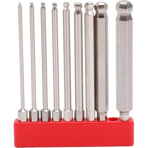 9-Piece Stainless S2 Steel Magnetic Ball Head Hex Bits Set - 1/4 Inch Hex Shank (100mm)
