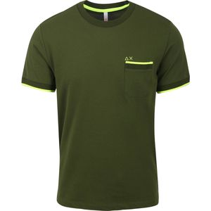 Sun68 - T-Shirt Small Stripe Donkergroen - Heren - Maat L - Modern-fit