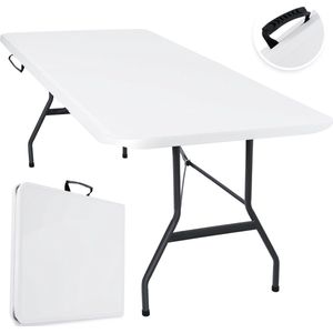 KESSER® Inklapbare Tafel 183x76x74cm Vouwtafel - Campingtafel Kunststof - Klaptafel Geschikt voor 8 Personen voor Tuin, Terras en Balkon inclusief Draaggreep - Wit