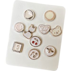 Pin Broche Steek Pin Knopen Champagne Roze Mixed Set 10 pins 1.2 cm / 1.2 cm / Wit