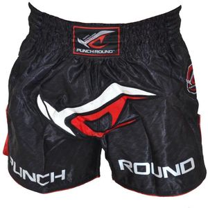 Punch Round NoFear Muay Thai Kickboks Broek Zwart Rood