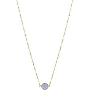 Dames 14 karaat geelgouden ketting met birthstone hanger Maart - Ketting - 14 Karaat Goud - Goud - 45 cm