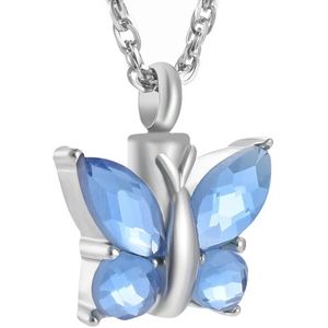 Ashanger - Vlinder - Blauw | Ashanger met Ketting | Assieraden dames | Assieraad | Gedenkartikelen