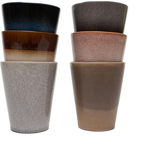 Set van 6 koffiekopjes - 310 ml - zonder oor - meerkleurig - 6 persoons - aardewerk - Earth style - Kade 171 - kopjes - hip en trendy