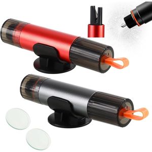 2 in 1 Seat Belt Cutter Portable Safety Hammer Compact Comes with Stand Essential Emergency Rescue Tool for Car and Bus (Black+Red)