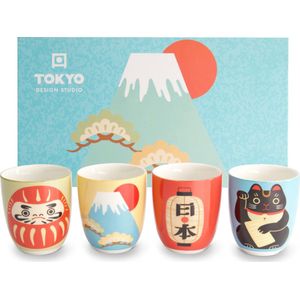 Tokyo Design Studio - Koffiekopjes - Set van 4 - Kawaii - 170ml