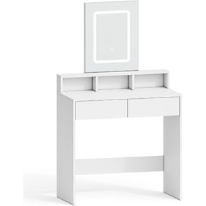 Kaptafel - spiegel met LED 3 standen - make up tafel - cosmeticatafel - modern - instelbare lichtsterkte - wit