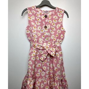 Meisjes jurk Jelka gebloemd roze wit Maat 146/152 zomerjurk