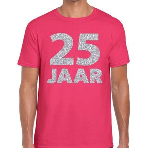 25 jaar zilver glitter verjaardag t-shirt roze heren - verjaardag / jubileum shirts XXL