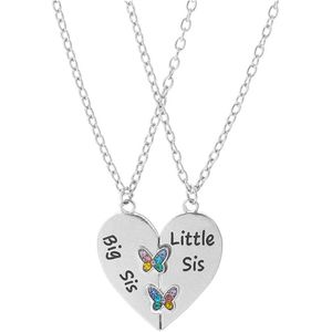 Kasey - Vriendschapsketting - Zussen Cadeau - Zussen Sieraad - Vriendschaps Cadeau - BFF ketting voor 2 - Hartje met Vlinder