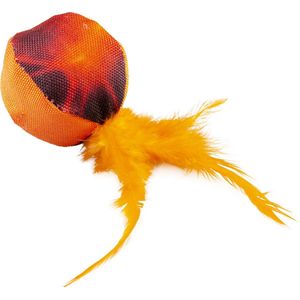 Duvoplus - Speelgoed Voor Dieren - Kat - Flash Bal Met Veren 12x4x4,5cm Oranje - 1st
