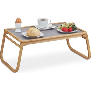 Relaxdays ontbijt op bed dienblad - inklapbaar - bedtafel poten - bamboe - natuur - 60cm