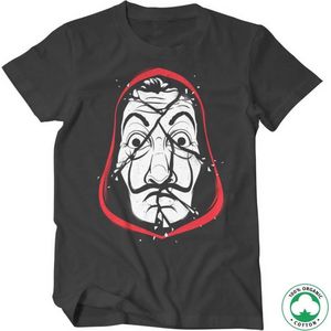 La Casa De Papel Heren Tshirt -L- Cracked Mask Organic Zwart