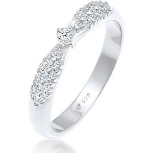 Elli PREMIUM Dames Ring Dames Engagement Glamorous met Diamond (0.16 ct) in 925 Sterling Silver Gold Plated