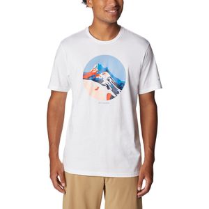 Columbia Path Lake T Shirt Heren met Print - Outdoorshirt met Korte Mouwen - Zweetafvoerende Stof - Wit - Maat XXL