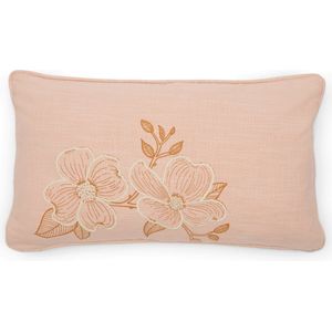 Riviera Maison Fleurs Pillow Cover - Katoen - Zacht Roze - 30.0x50.0x1.3 cm