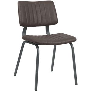 LABEL51 Gusto Eetkamerstoel - Bruin - Kunstleer - Black Frame - Stoel - Normale eetkamerstoel