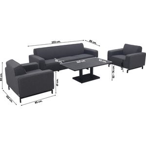 Boavista/Medina stoel-bank loungeset - Sooty - 4-delig verstelbaar