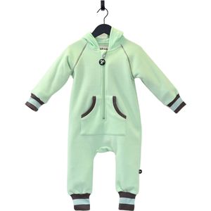 Ducksday - Fleecepak - Onesie voor kinderen - unisex - muntgroen/taupe - maat 80/86