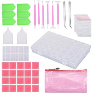 Diamond Painting Accessoire Set 69 Stuk Diamond Tools Storage Box Pen Tweezers Wax Pen Label Stickers Bags Tray