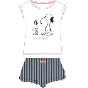Snoopy shortama/pyjama true friends katoen wit/grijs maat 146
