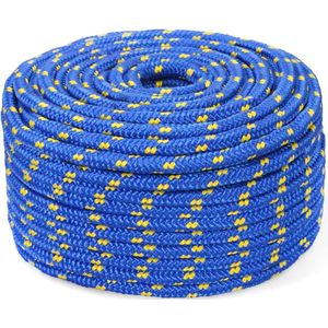 Polypropyleen touw, 6 mm, 50 m, blauw, polypropyleen touw, outdoor, touw, PP gevlochten lijn, textieltouw, lijn, nylon koord, aanmeerkabel, kunststof touw, gevlochten touw, 6 mm, 50 m