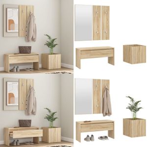 vidaXL Garderobe set bewerkt hout sonoma eiken - Gangmeubelset - Gangmeubelsets - Halmeubel - Garderobeset