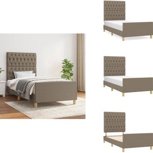 vidaXL Bedframe Met Hoofdeinde - Bedframes Met Hoofdeindes - Bed - Slaapmeubel - Bedframe zonder matras 100x200 cm stof taupe