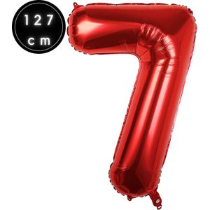 Fienosa Cijfer Ballonnen nummer 7 - Rood - 127 cm - XXL Groot - Helium Ballon - Verjaardag Ballon
