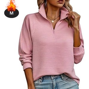 Livano Quarter Zip Dames - Sweater - Sweaters - Hoodie - Warme Trui - Vest - Lang - Coltrui - Roze - S