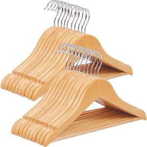 Kleerhangers voor kinderen, 20 stuks, houtn, natuurlijk, 35 cm