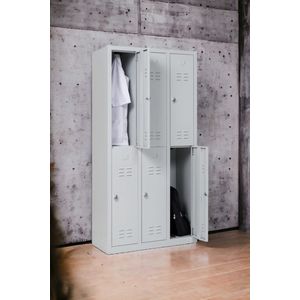 Furni24 Garderobekast, lockerkast, kledingkast, breedte 40 cm, halve deuren, 180 cm x 120 cm x 50 cm grijs