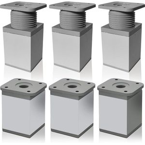 Verstelbare meubelpoten - 6 stuks aluminium tafelpoten - poten 60 mm hoogte 40 mm diameter - kastpoten - voor stoelen tafel kast bank