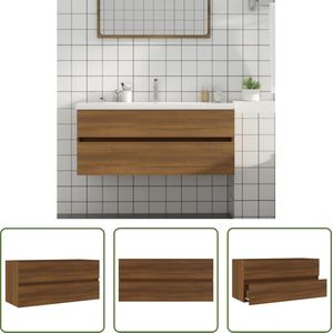 The Living Store Wastafelkast Bruineiken - 100 x 38.5 x 45 cm - Extra opbergruimte