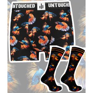 2pack Untouched Exotic Fish boxershort heren + Socks - 43-46 - M - Grappige cadeaus - Vaderdag cadeautje voor hem - Heren geschenkset - Heren cadeautips