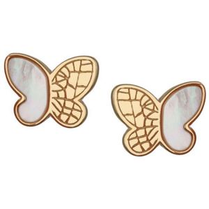Goud Oorbellen Vlinder Dames - Goud Oorbellen Dames Vlinder met Parelmoer - Parelmoer oorbellen - Amona Jewelry