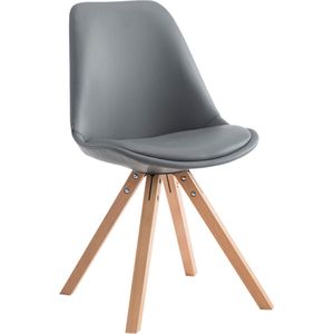 Design Eetkamerstoel Peg - Hout grijs - Zonder armleuning - Met rugleuning - Set van 1 - Woonkamerstoelen - Keukenstoelen - Kunstleer