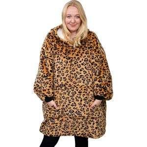 Jml Homie Hoodie - Ultrazachte hoodie deken - plaid met mouwen - Luipaard donker