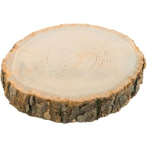 Chaks Decoratie boomschijf met schors - hout - D26 x H4 cm - rond - Onderborden/kaarsenplateaus