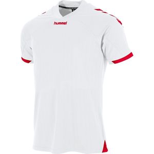 Hummel Fyn Shirt Korte Mouw Heren - Wit / Rood | Maat: XL