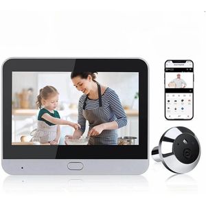 Slimme Video Deurbel met Camera en Gong Inclusief App - 1080P Full HD Wifi Deurspion - Digitaal Kijkgaatje - Grijs