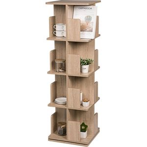 Draaibare Boekenkast 4 Lagen - Veel Opslag - Voor Woonkamer - 39x39x128 cm