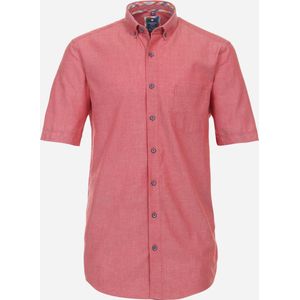 Redmond modern fit overhemd - korte mouw - popeline - rood - Strijkvriendelijk - Boordmaat: 43/44