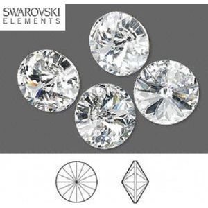 Swarovski Elements, 8 stuks Rivoli kristallen stenen, 14mm, Clear Crystal met zilverfoil rug. Swarovski nr. 1122