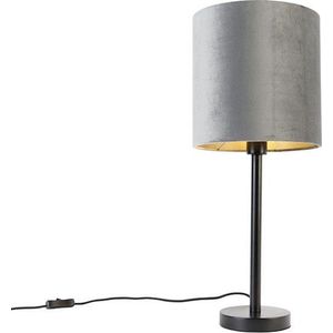QAZQA simplo - Moderne Tafellamp met kap - 1 lichts - H 600 mm - Grijs - Woonkamer | Slaapkamer | Keuken